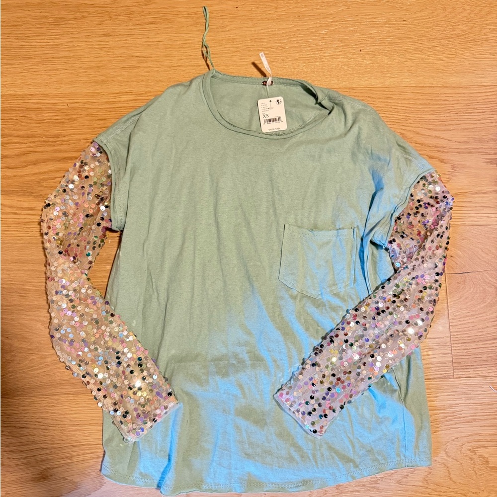 FREE PEOPLE Mint Green Casual Top